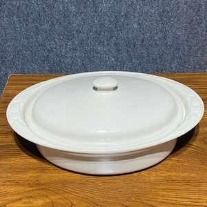 Longaberger Woven Traditions 3-Quart Roaster Covered Casserole Dish Ivory Lid